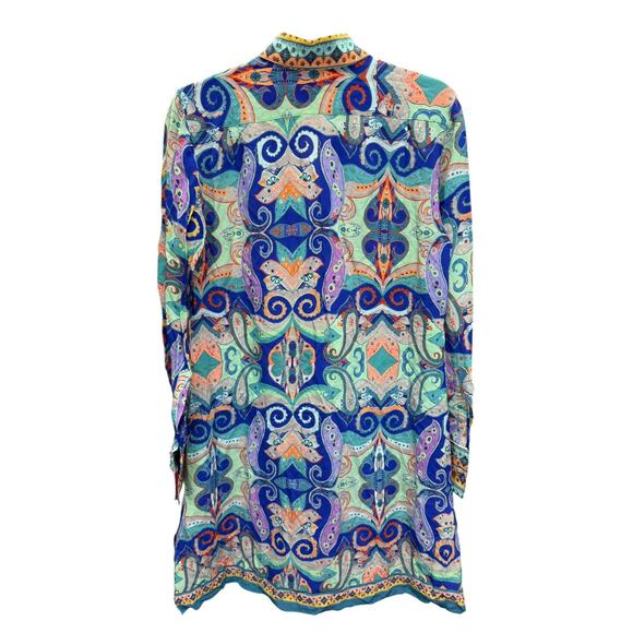 Robert Graham Charlotte Silk Paisley Shirt Dress S NWT Boho Luxe Resort Vibes - Picture 8 of 14